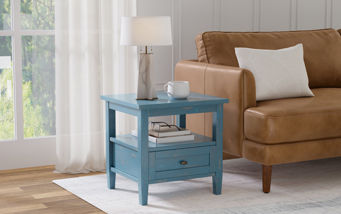 Distressed Coastal Blue | Warm Shaker End Table