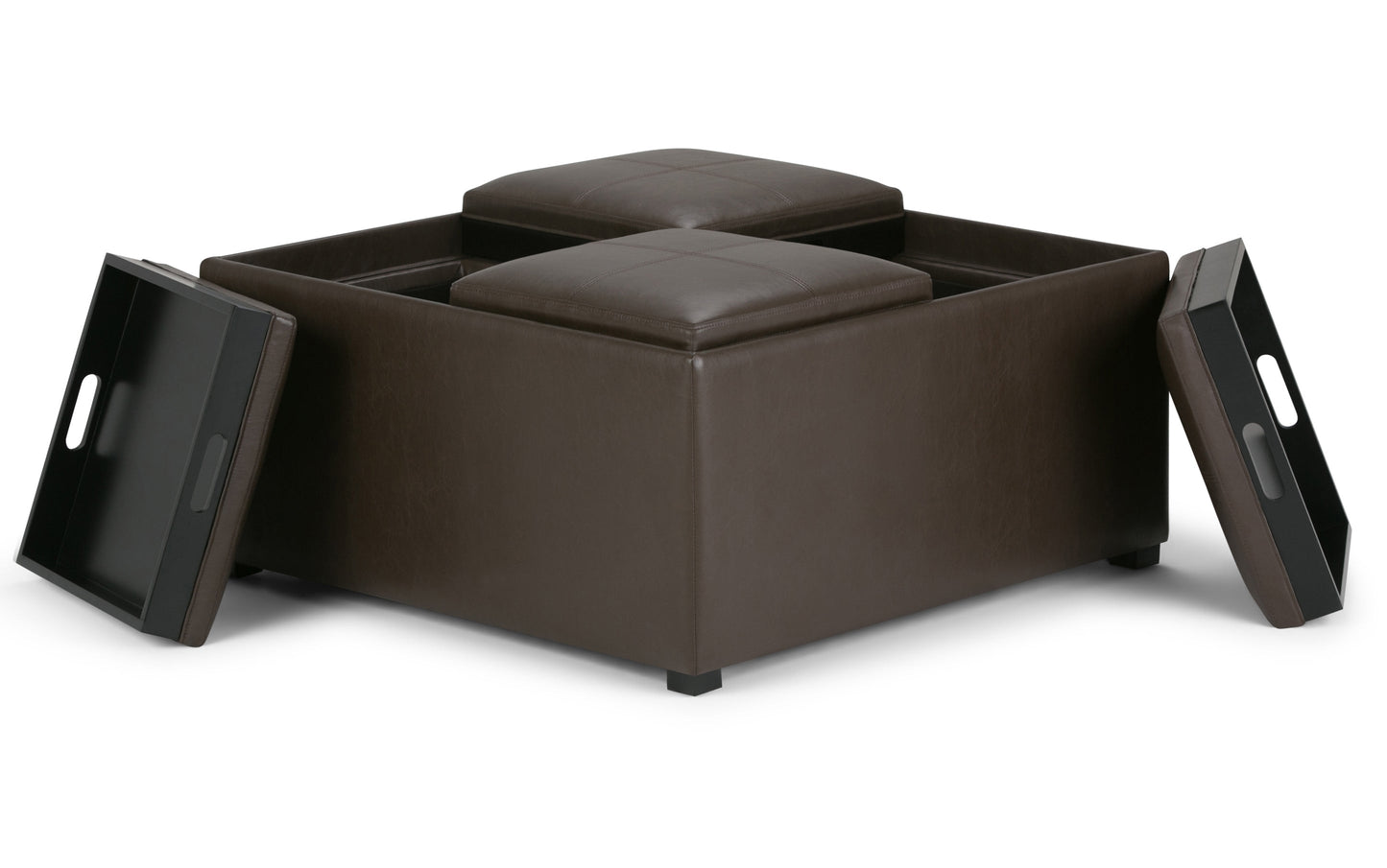 Chocolate Brown Vegan Leather | Avalon Table Ottoman in Vegan Leather