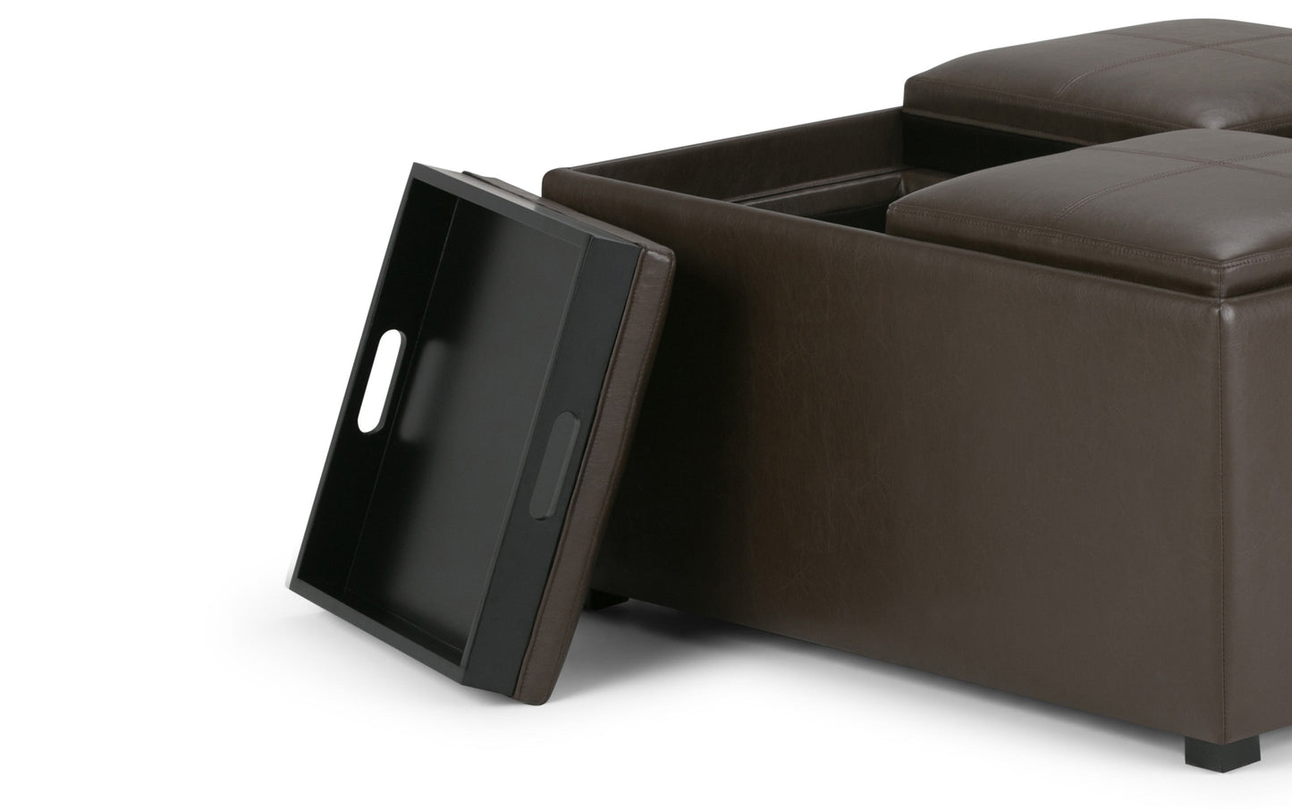 Chocolate Brown Vegan Leather | Avalon Table Ottoman in Vegan Leather