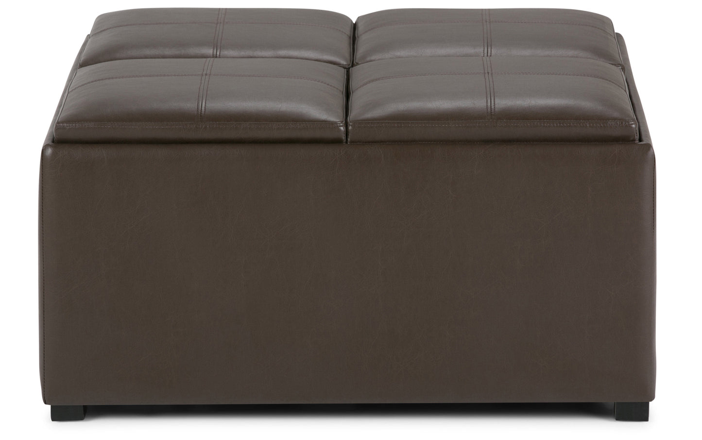 Chocolate Brown Vegan Leather | Avalon Table Ottoman in Vegan Leather