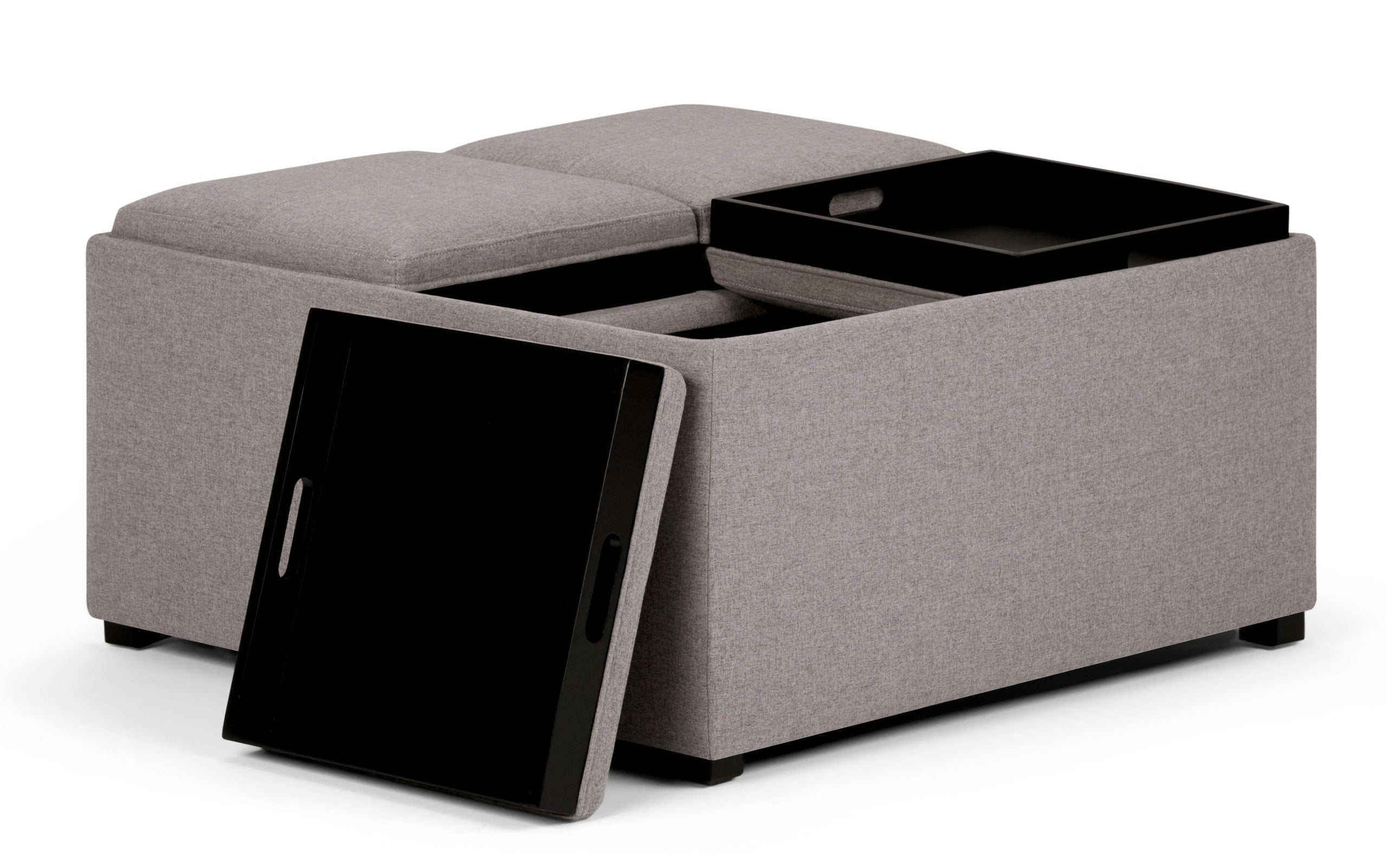 Cloud Grey Linen Style Fabric | Avalon Table Ottoman in Linen