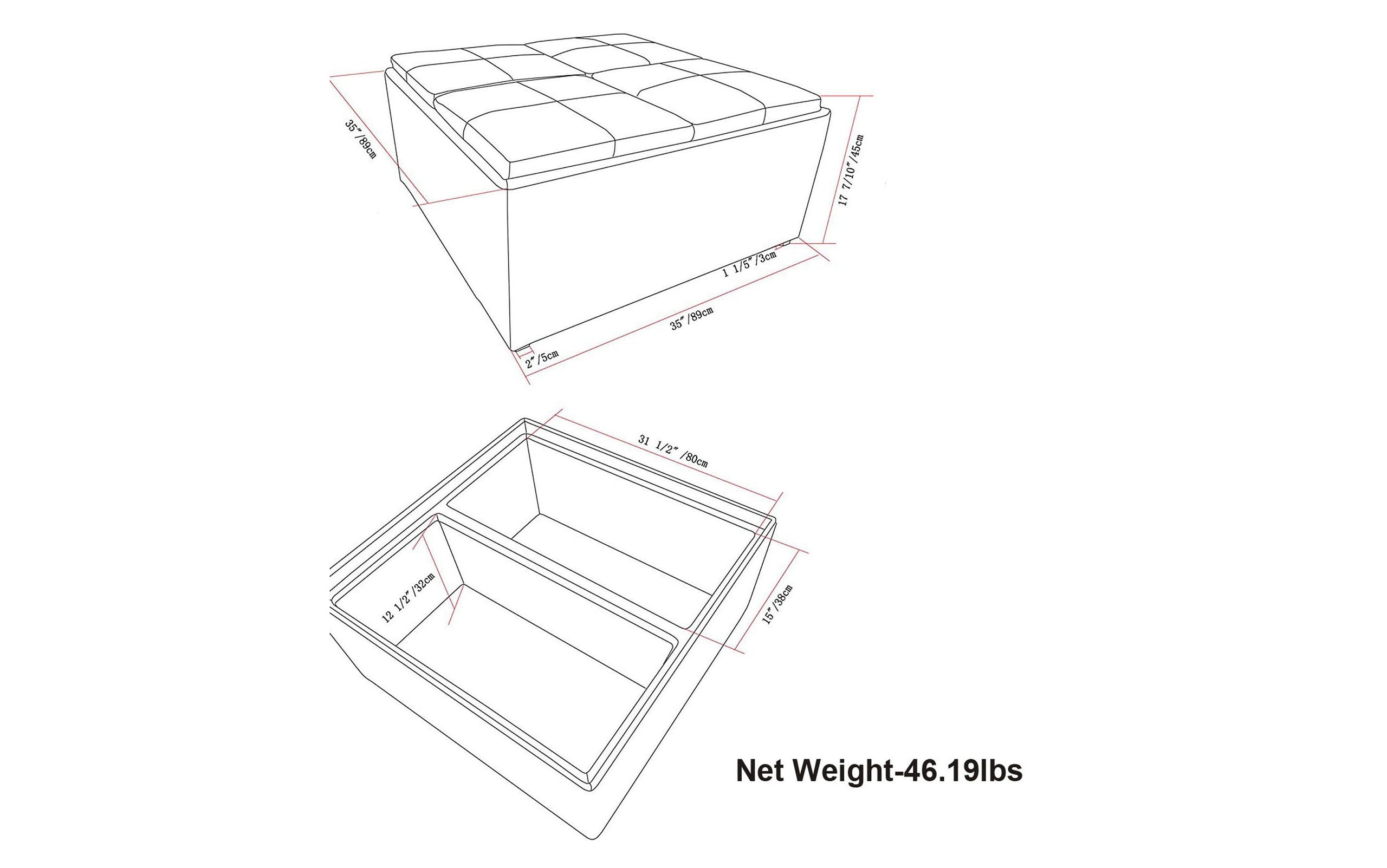 Distressed Umber Brown Distressed Vegan Leather | Avalon Vegan Leather Square Coffee Table Storage Ottoman