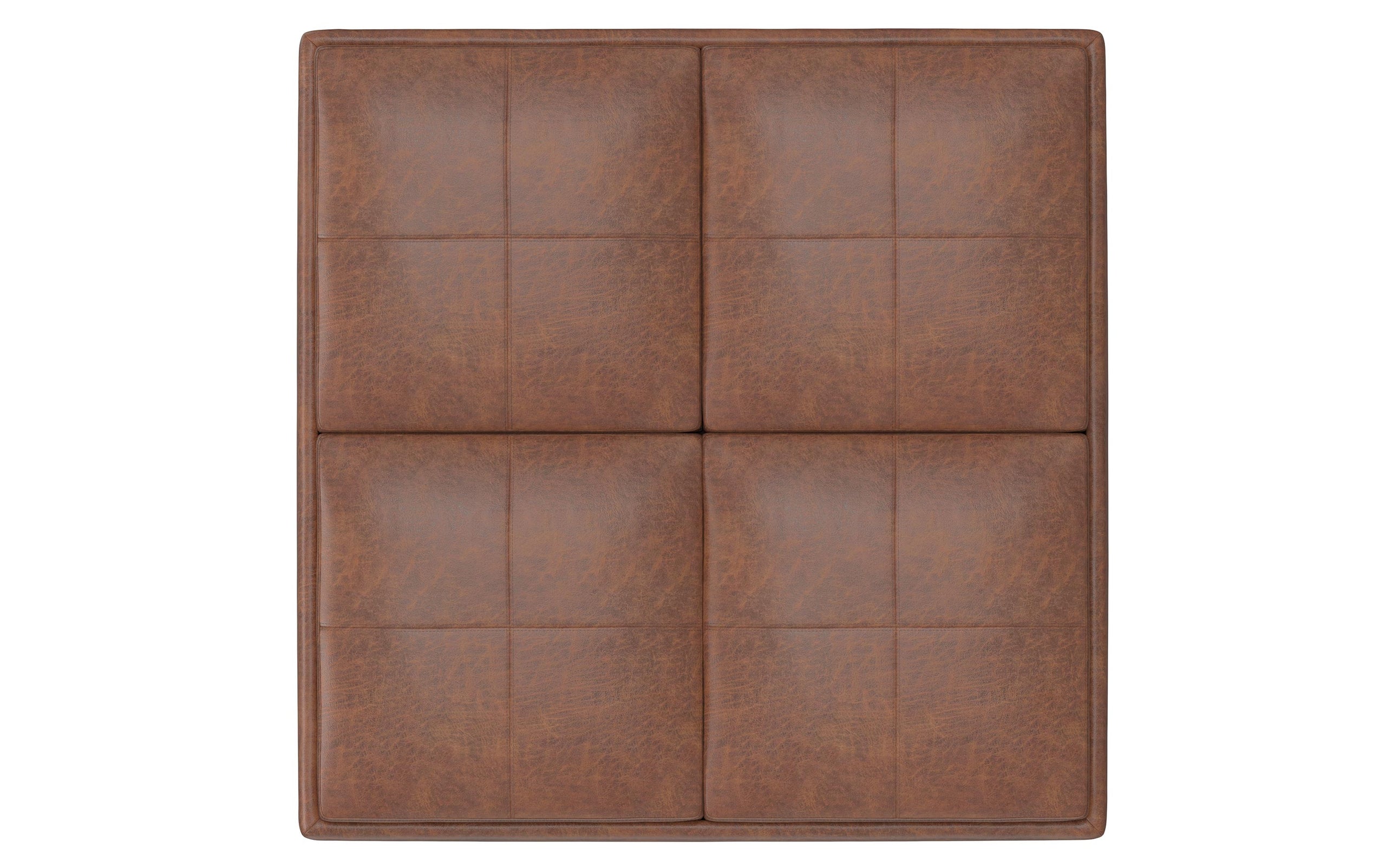 Distressed Umber Brown Distressed Vegan Leather | Avalon Vegan Leather Square Coffee Table Storage Ottoman