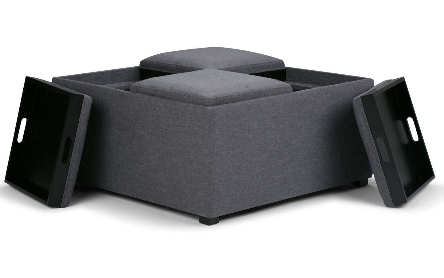 Slate Grey Linen Style Fabric | Avalon Table Ottoman in Linen