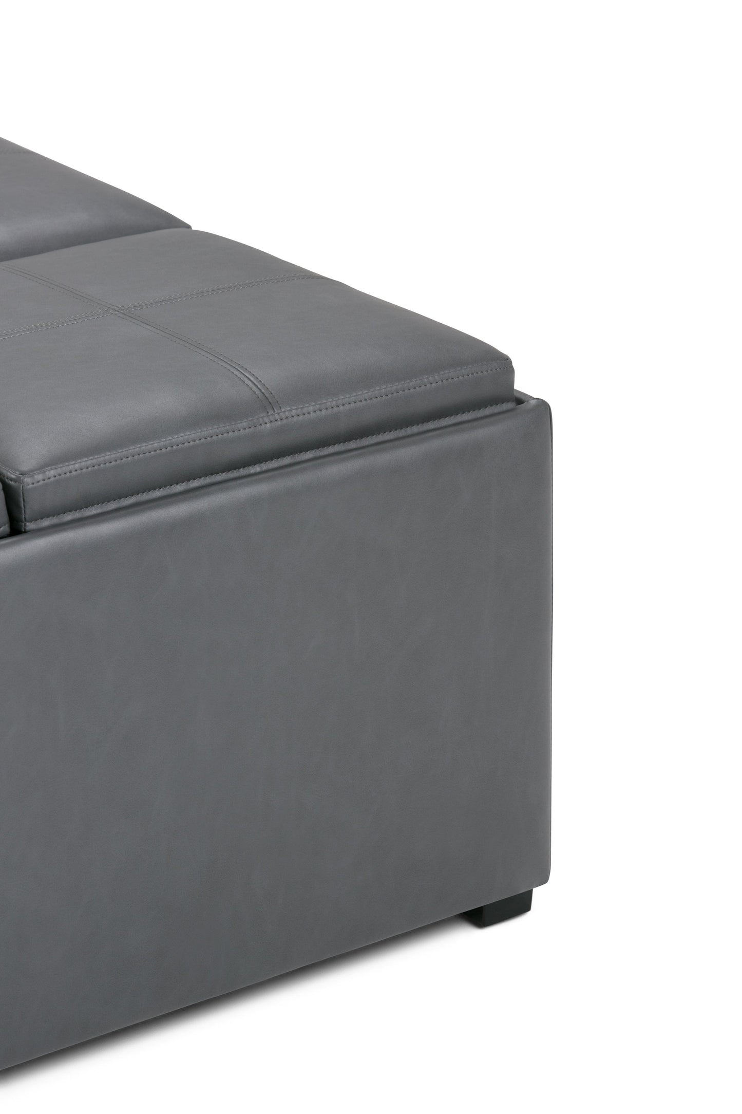 Stone Grey Vegan Leather | Avalon Table Ottoman in Vegan Leather