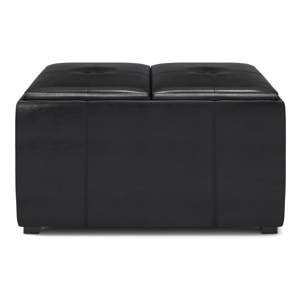 Midnight Black Vegan Leather | Avalon Small Coffee Table Storage Ottoman