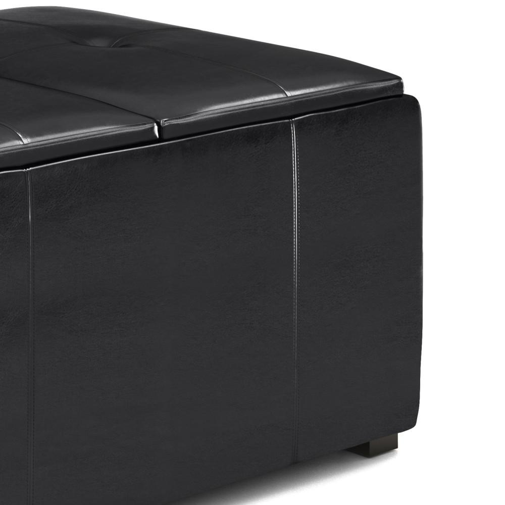 Midnight Black Vegan Leather | Avalon Small Coffee Table Storage Ottoman