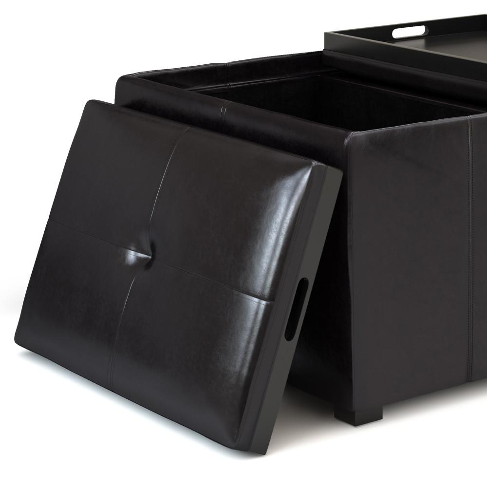 Tanners Brown Vegan Leather | Avalon Small Coffee Table Storage Ottoman