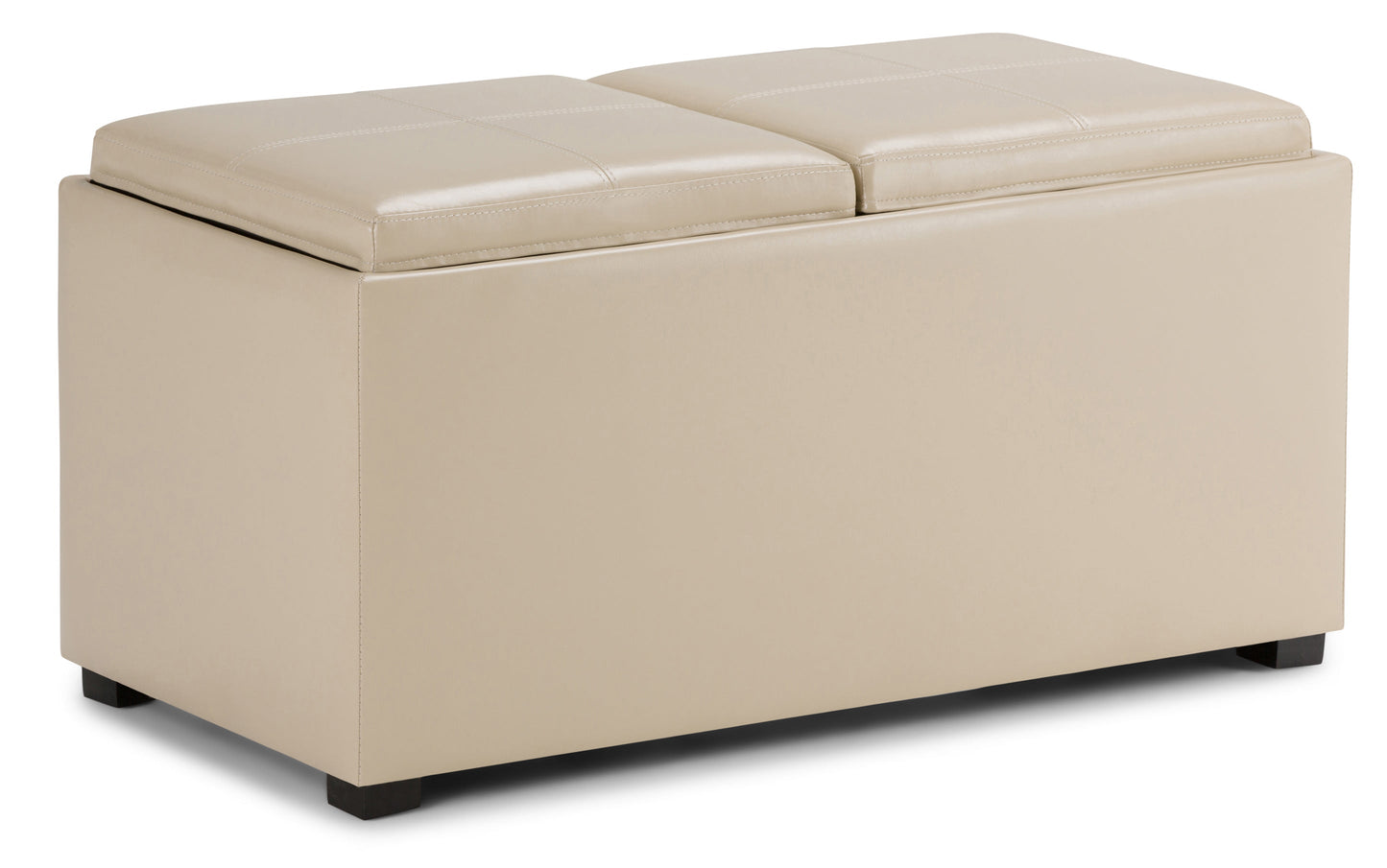 Satin Cream Vegan Leather | Avalon Vegan Leather 5 piece Storage Ottoman