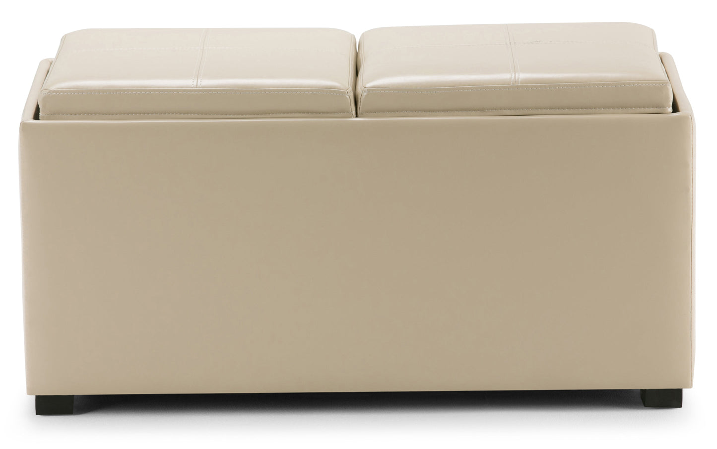 Satin Cream Vegan Leather | Avalon Vegan Leather 5 piece Storage Ottoman