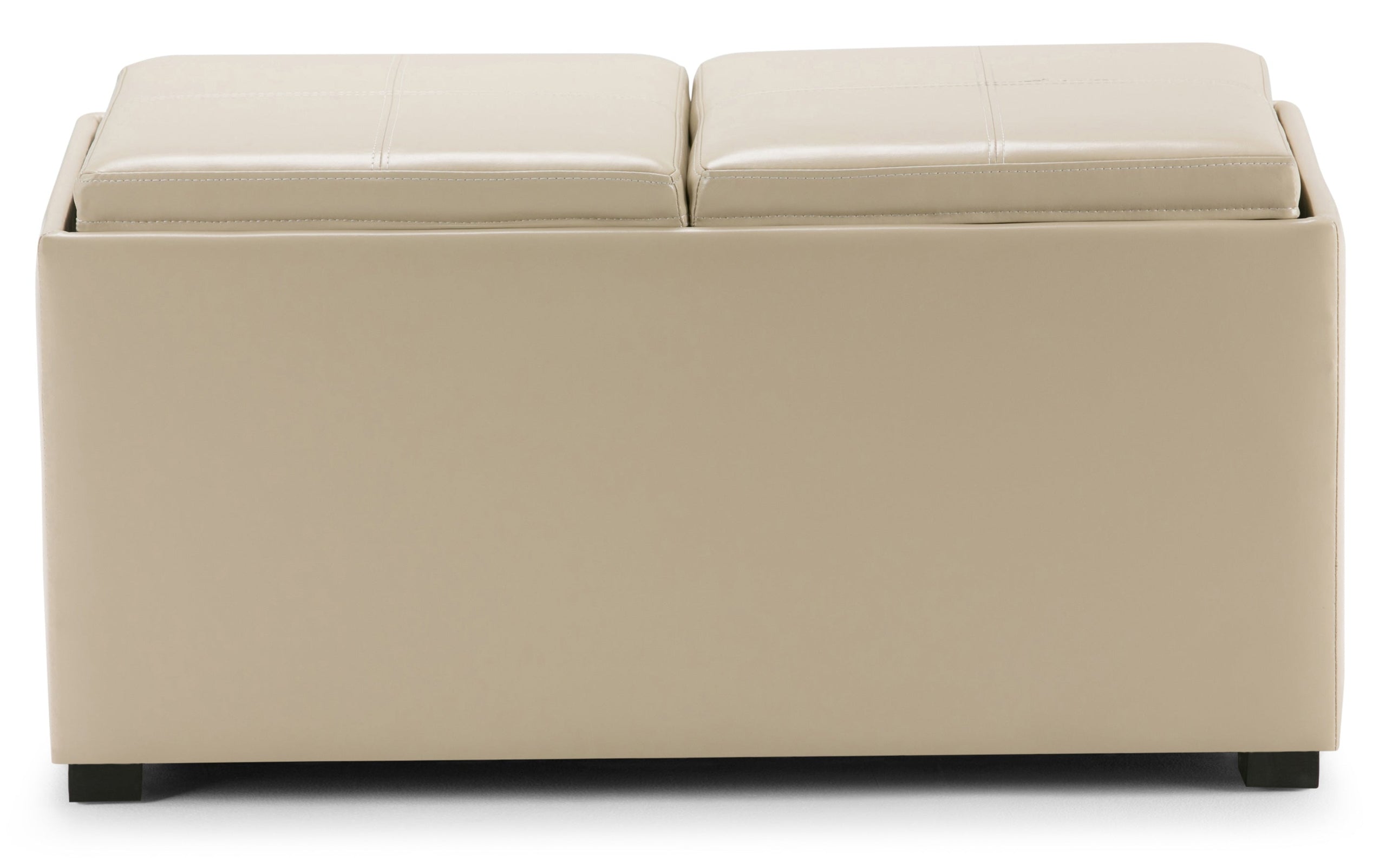Satin Cream Vegan Leather | Avalon Vegan Leather 5 piece Storage Ottoman