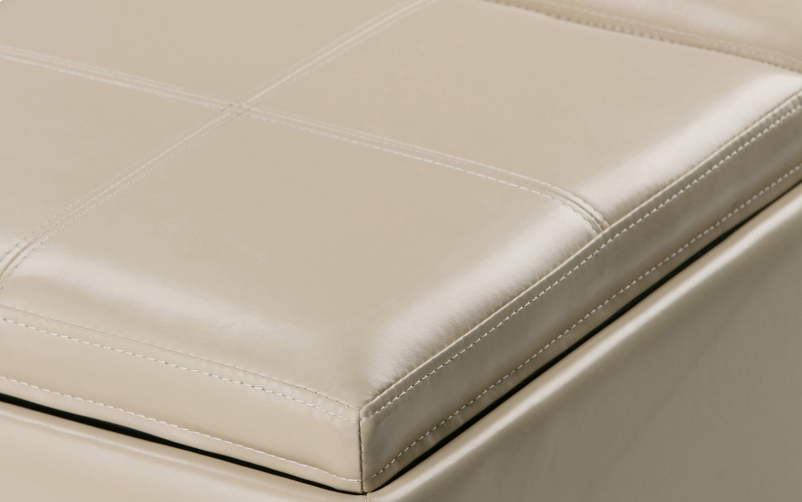 Satin Cream Vegan Leather | Avalon Vegan Leather 5 piece Storage Ottoman