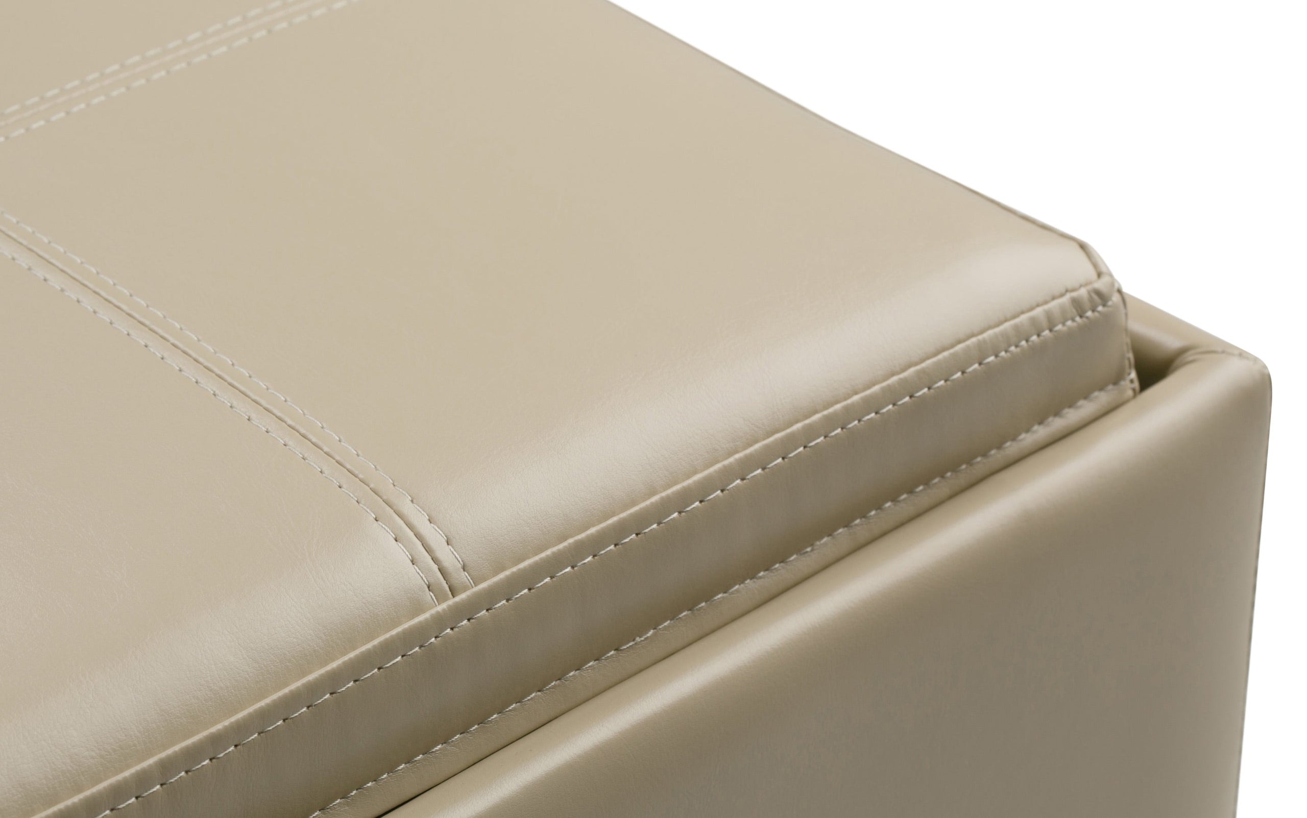 Satin Cream Vegan Leather | Avalon Vegan Leather 5 piece Storage Ottoman