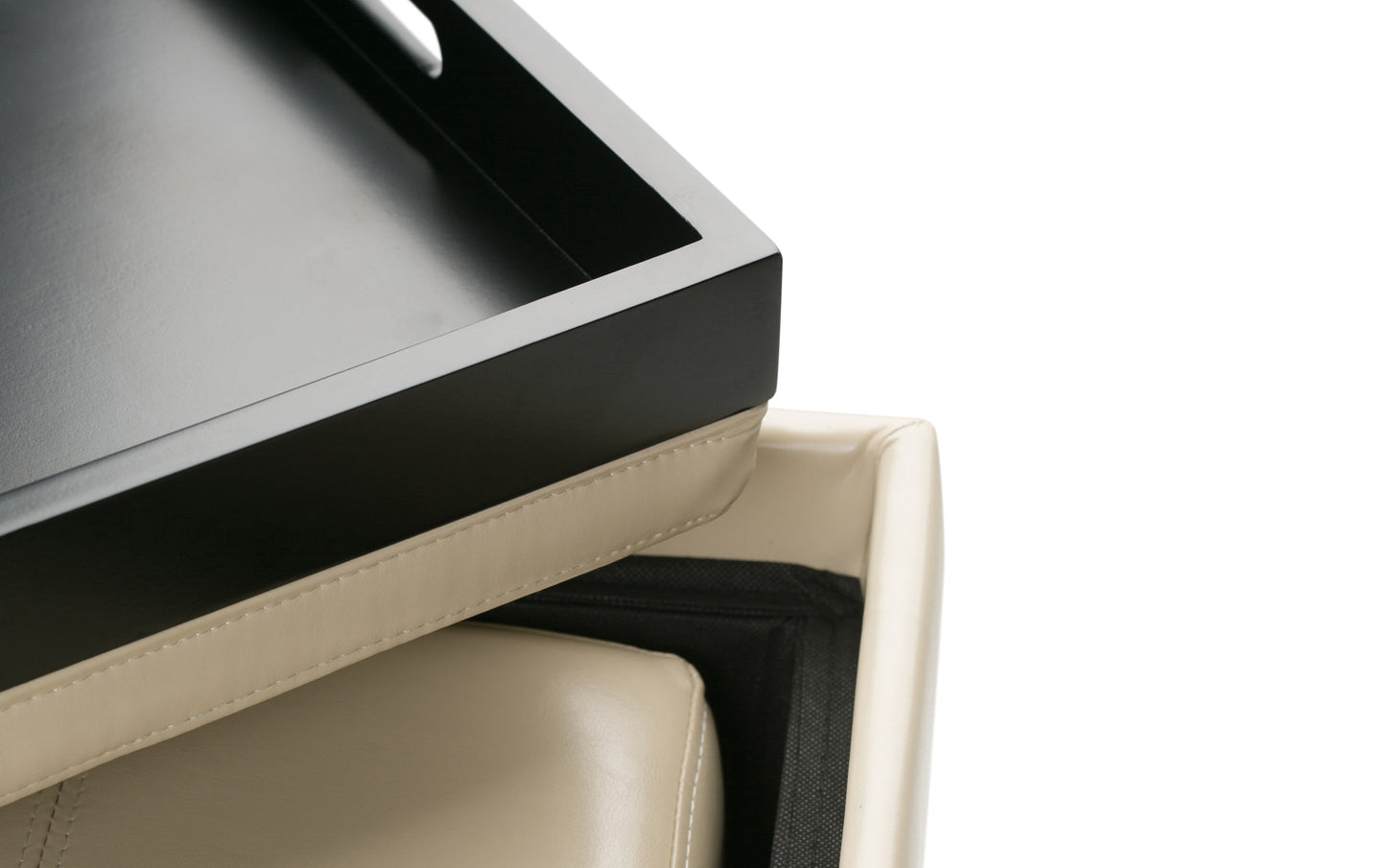 Satin Cream Vegan Leather | Avalon Vegan Leather 5 piece Storage Ottoman