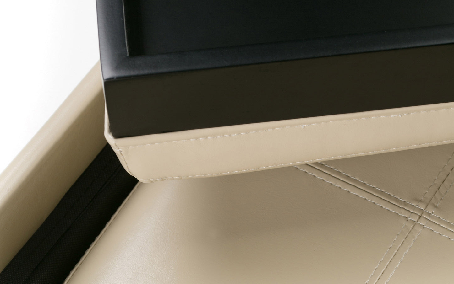 Satin Cream Vegan Leather | Avalon Vegan Leather 5 piece Storage Ottoman