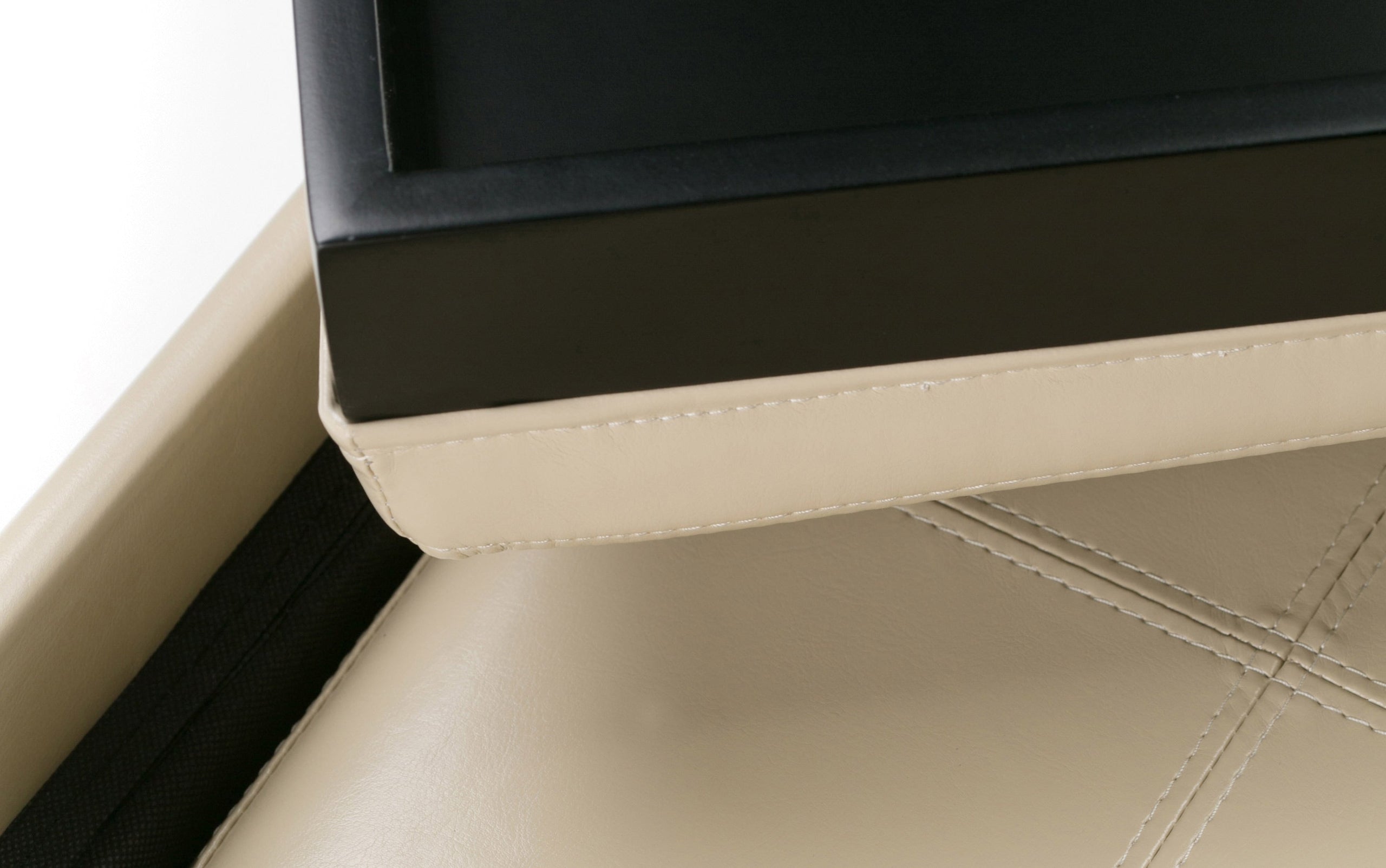 Satin Cream Vegan Leather | Avalon Vegan Leather 5 piece Storage Ottoman