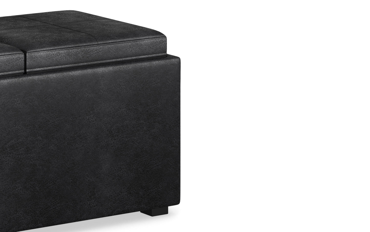 Distressed Black Distressed Vegan Leather | 5 Pc Storage Ottoman in Distressed Vegan Leather