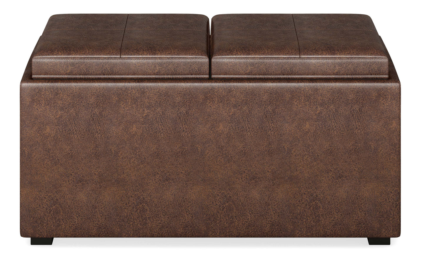 Distressed Chestnut Brown Distressed Vegan Leather | 5 Pc Storage Ottoman in Distressed Vegan Leather