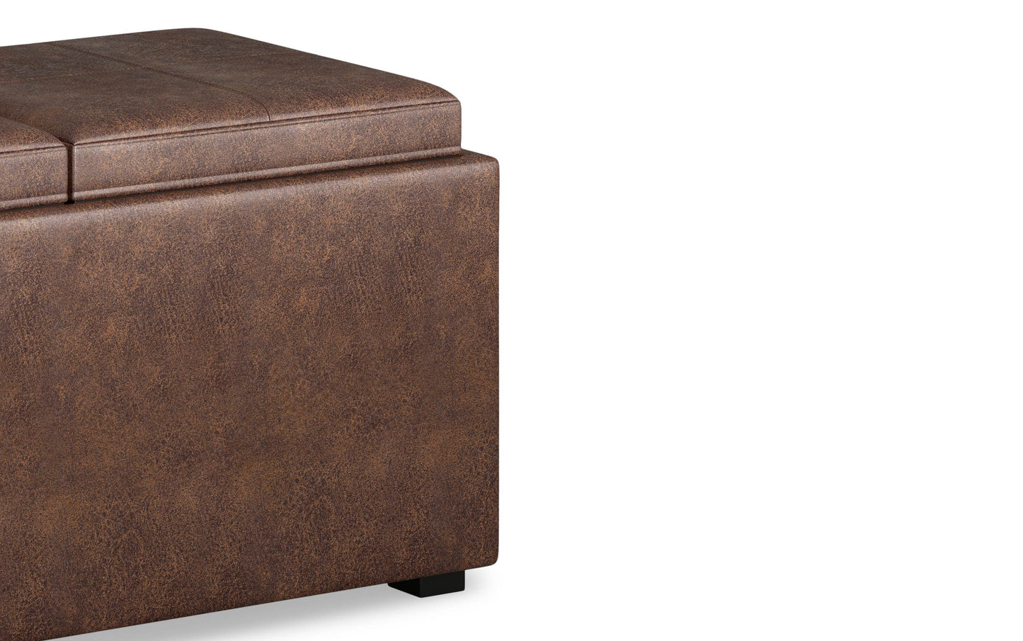 Distressed Chestnut Brown Distressed Vegan Leather | 5 Pc Storage Ottoman in Distressed Vegan Leather