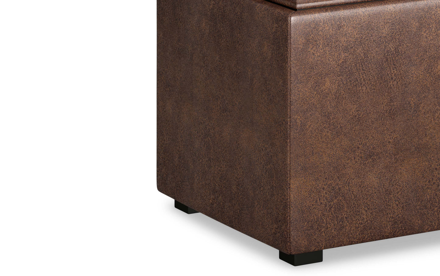 Distressed Chestnut Brown Distressed Vegan Leather | 5 Pc Storage Ottoman in Distressed Vegan Leather