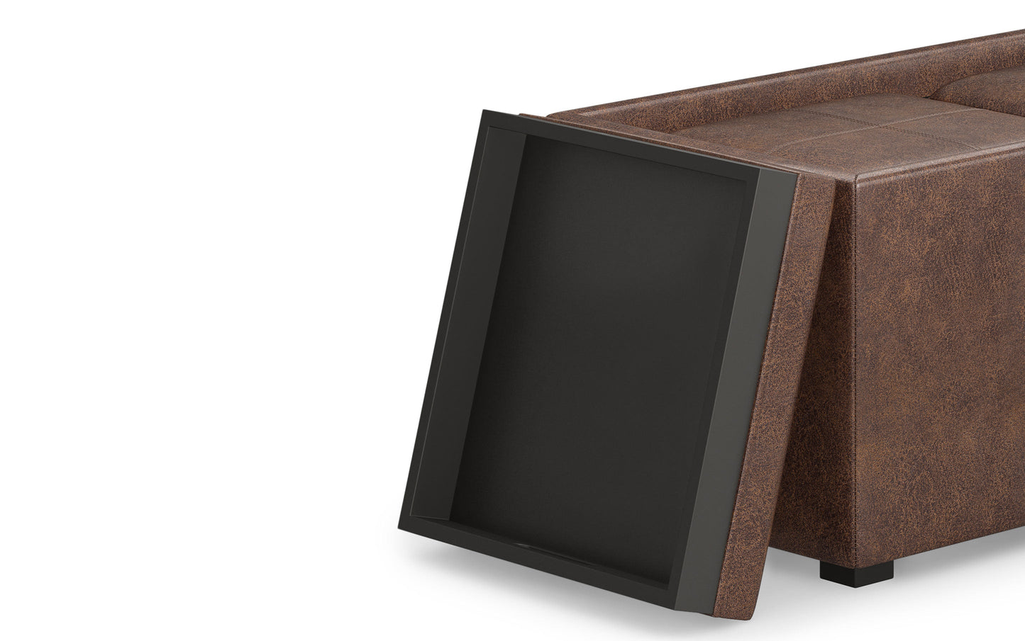 Distressed Chestnut Brown Distressed Vegan Leather | 5 Pc Storage Ottoman in Distressed Vegan Leather