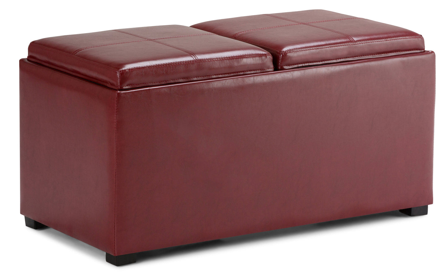 Radicchio Red Vegan Leather | Avalon Vegan Leather 5 piece Storage Ottoman