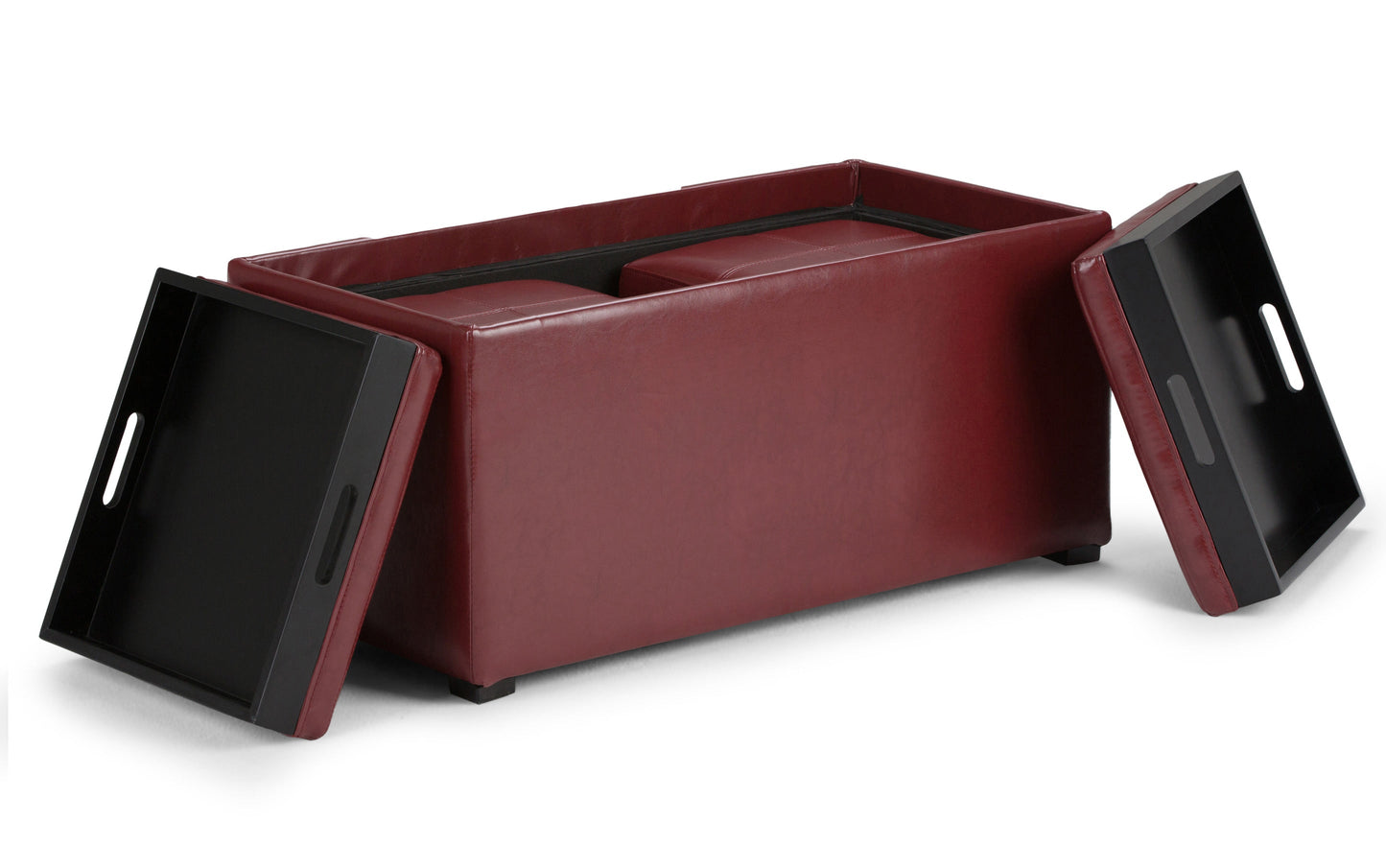 Radicchio Red Vegan Leather | Avalon Vegan Leather 5 piece Storage Ottoman