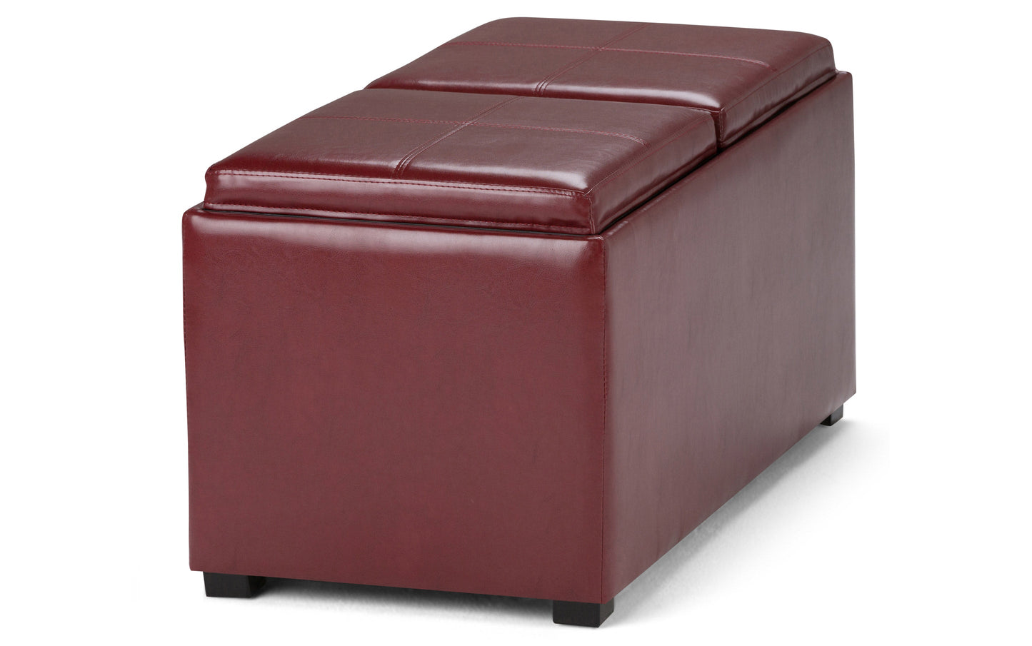 Radicchio Red Vegan Leather | Avalon Vegan Leather 5 piece Storage Ottoman