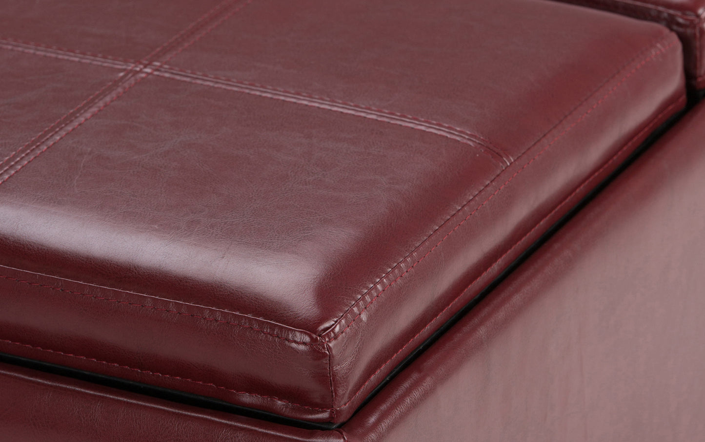Radicchio Red Vegan Leather | Avalon Vegan Leather 5 piece Storage Ottoman