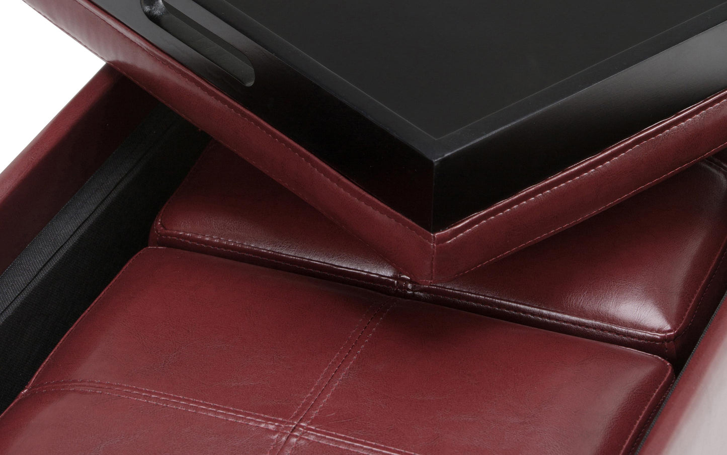 Radicchio Red Vegan Leather | Avalon Vegan Leather 5 piece Storage Ottoman