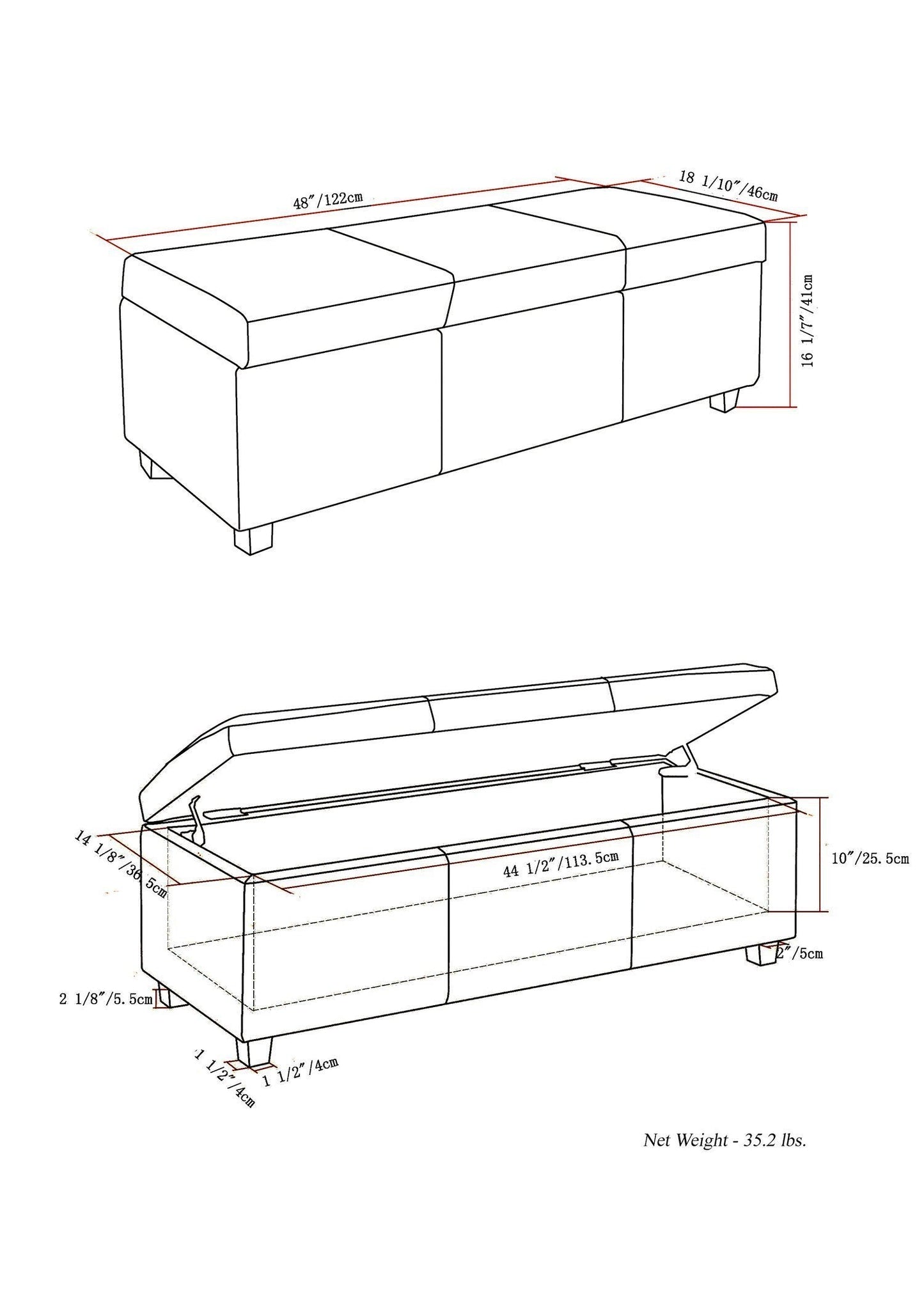 Distressed Brown Distressed Vegan Leather | Avalon Vegan Leather Storage Ottoman