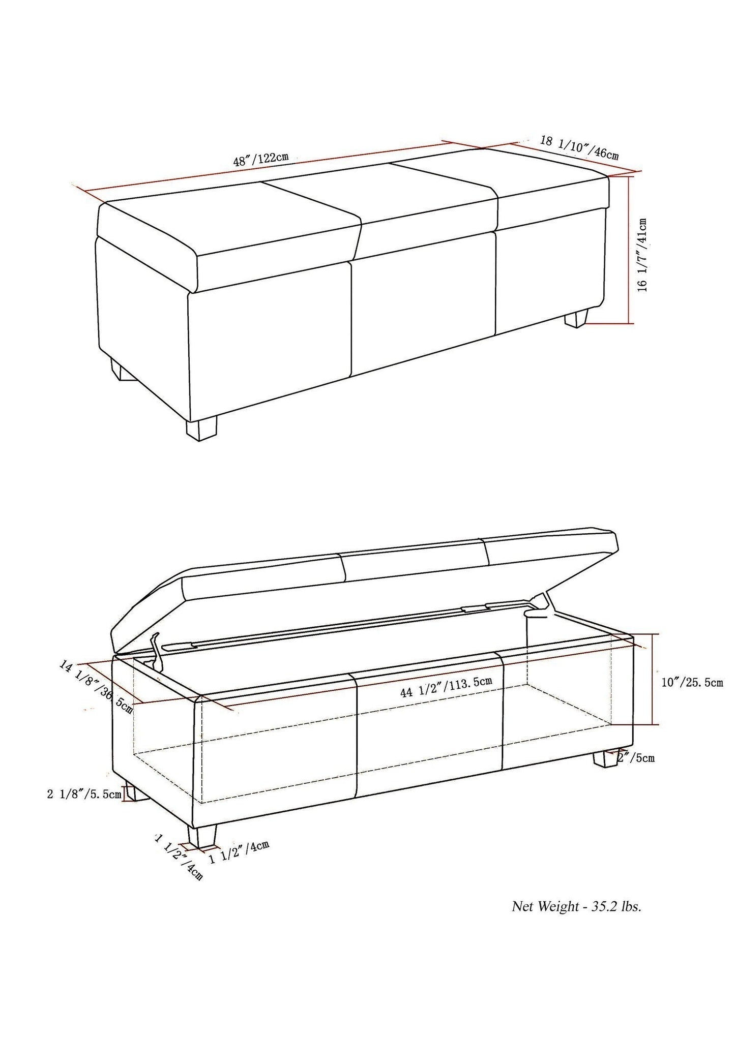 Distressed Black Distressed Vegan Leather | Avalon Vegan Leather Storage Ottoman