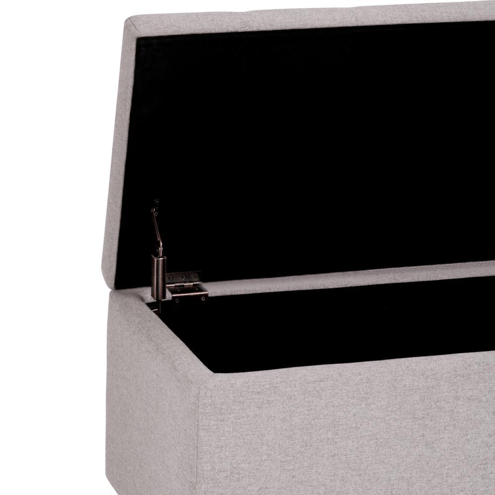 Cloud Grey Linen Style Fabric | Cosmopolitan Vegan Leather Storage Ottoman