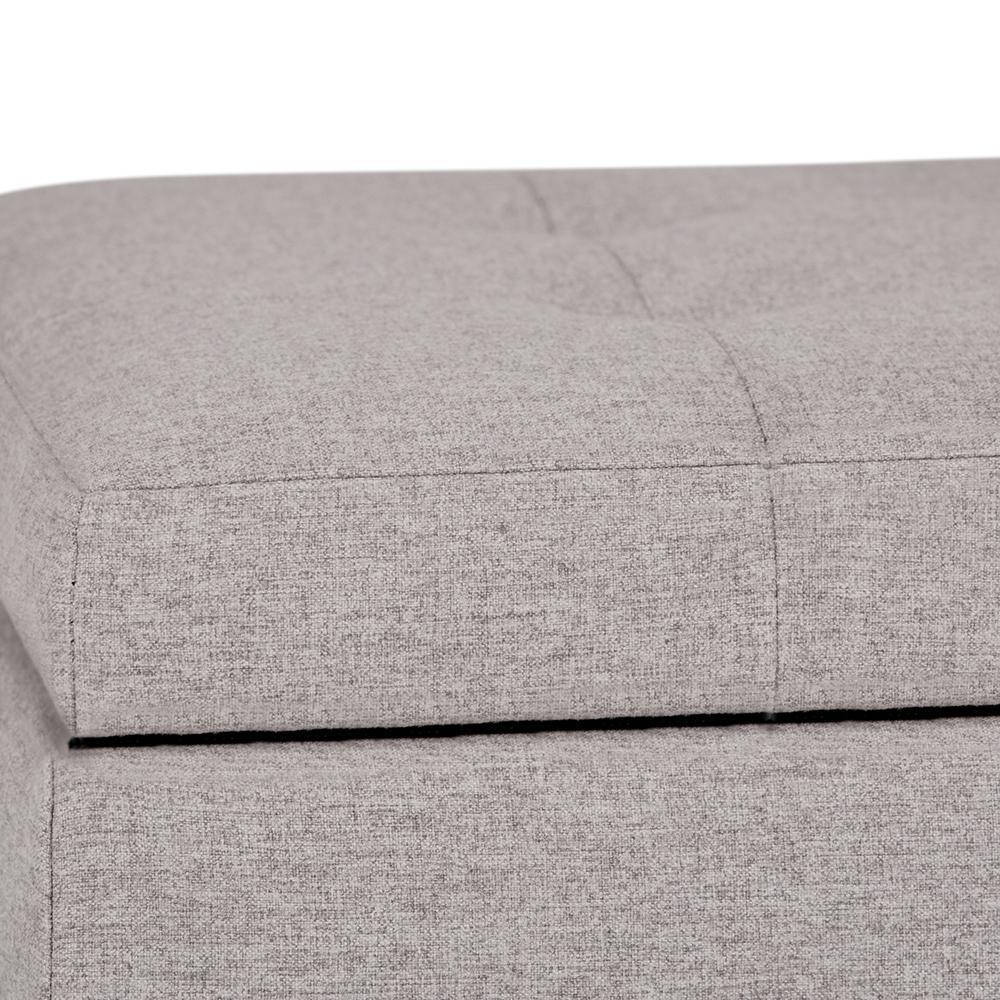 Cloud Grey Linen Style Fabric | Cosmopolitan Vegan Leather Storage Ottoman