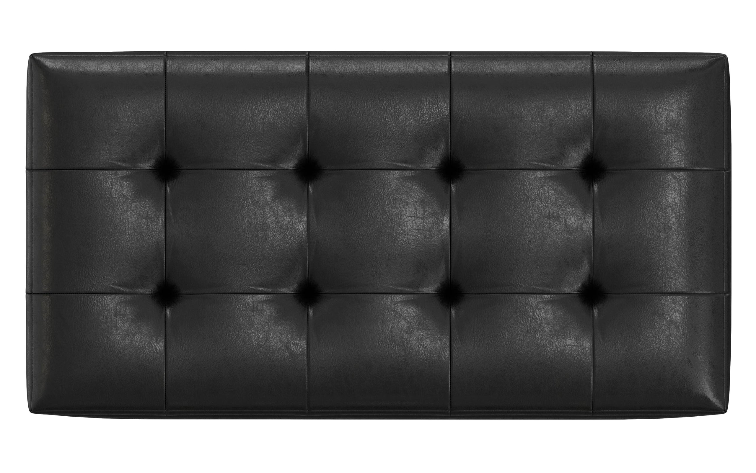 Distressed Black Distressed Vegan Leather | Cosmopolitan Faux Air Leather Storage Ottoman
