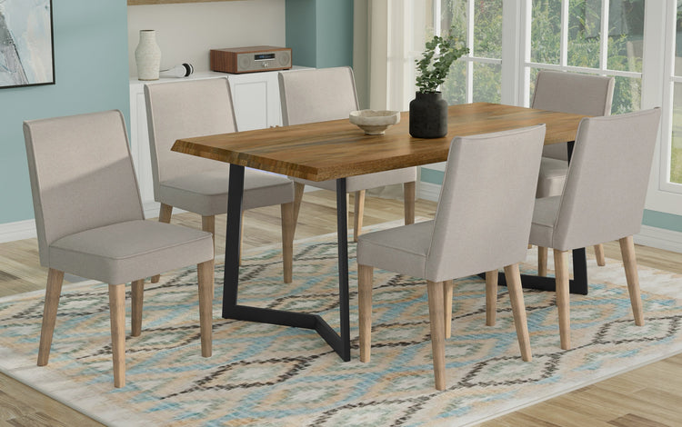 Natural Linen Style Fabric | Bartow / Watkins 7 Piece Dining Set