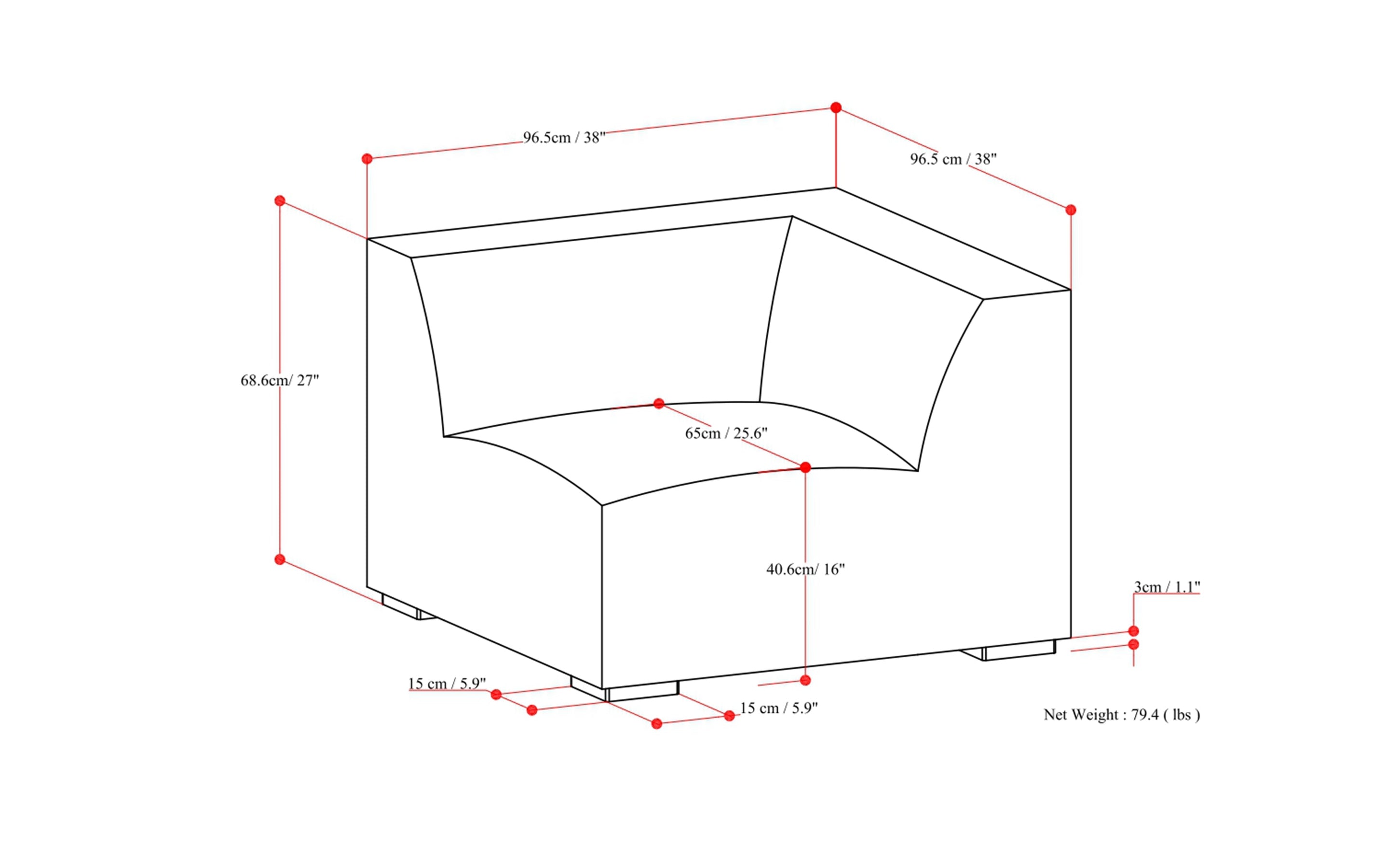 Pale Grey Performance Fabric | Rex Corner Module in Performance Fabric