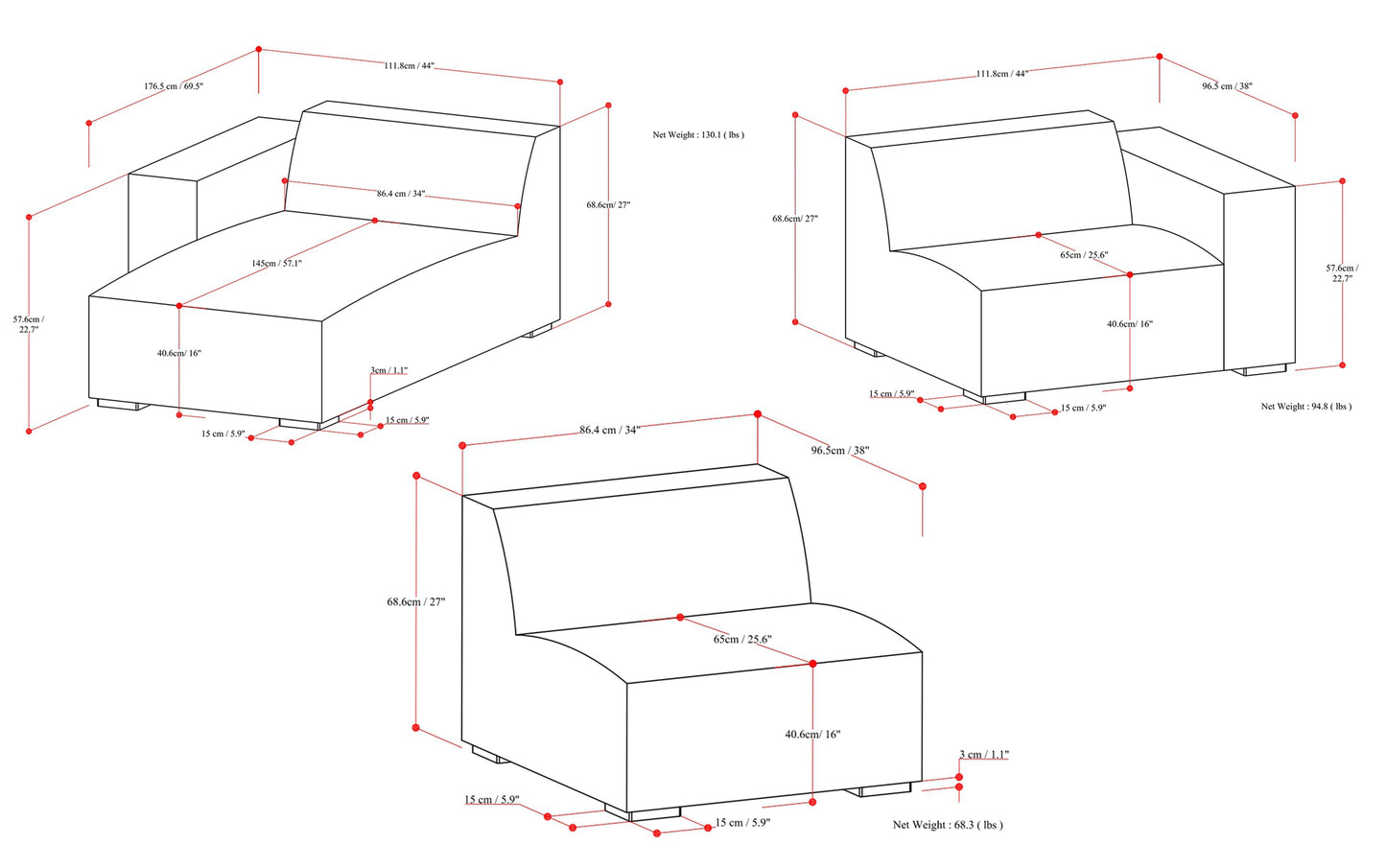 Sienna Genuine Leather | Rex 2 Seater Sofa and Left Chaise in Genuine Leather