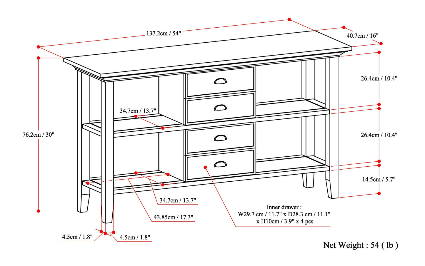Redmond Console Table in Pine