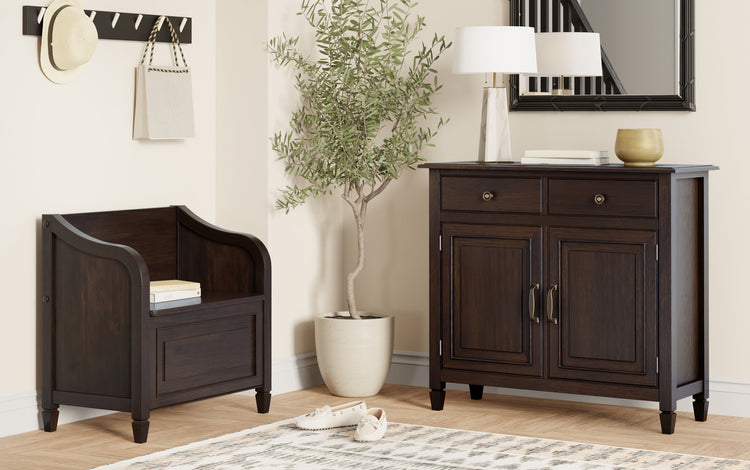 Chestnut Brown | Connaught 30-inch Storage Bench and 40-inch Cabinet