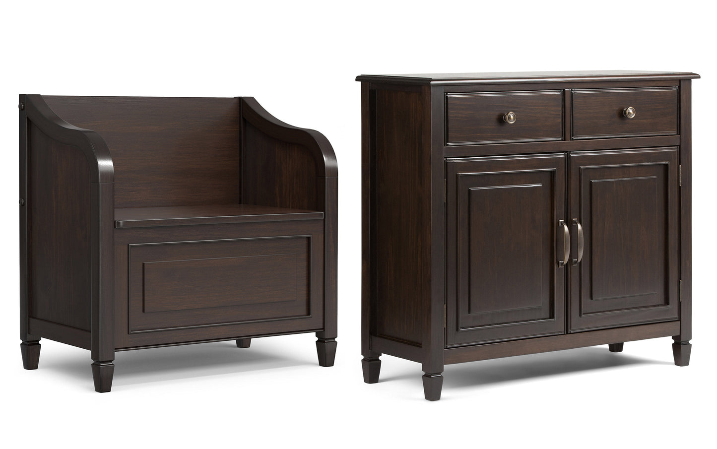 Chestnut Brown | Connaught 30-inch Storage Bench and 40-inch Cabinet