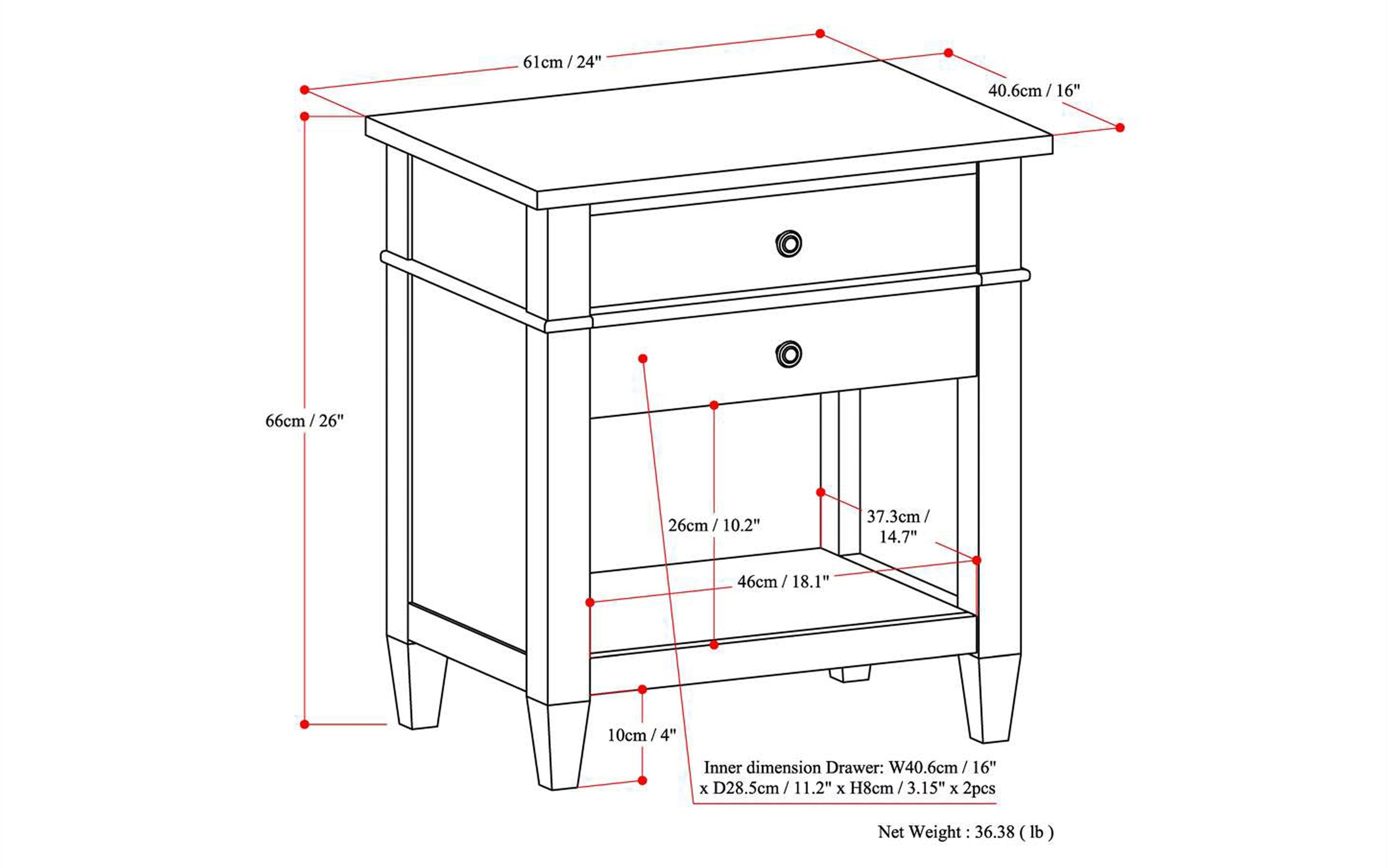 Distressed Grey | Carlton 24 inch Bedside Table (Set of 2)