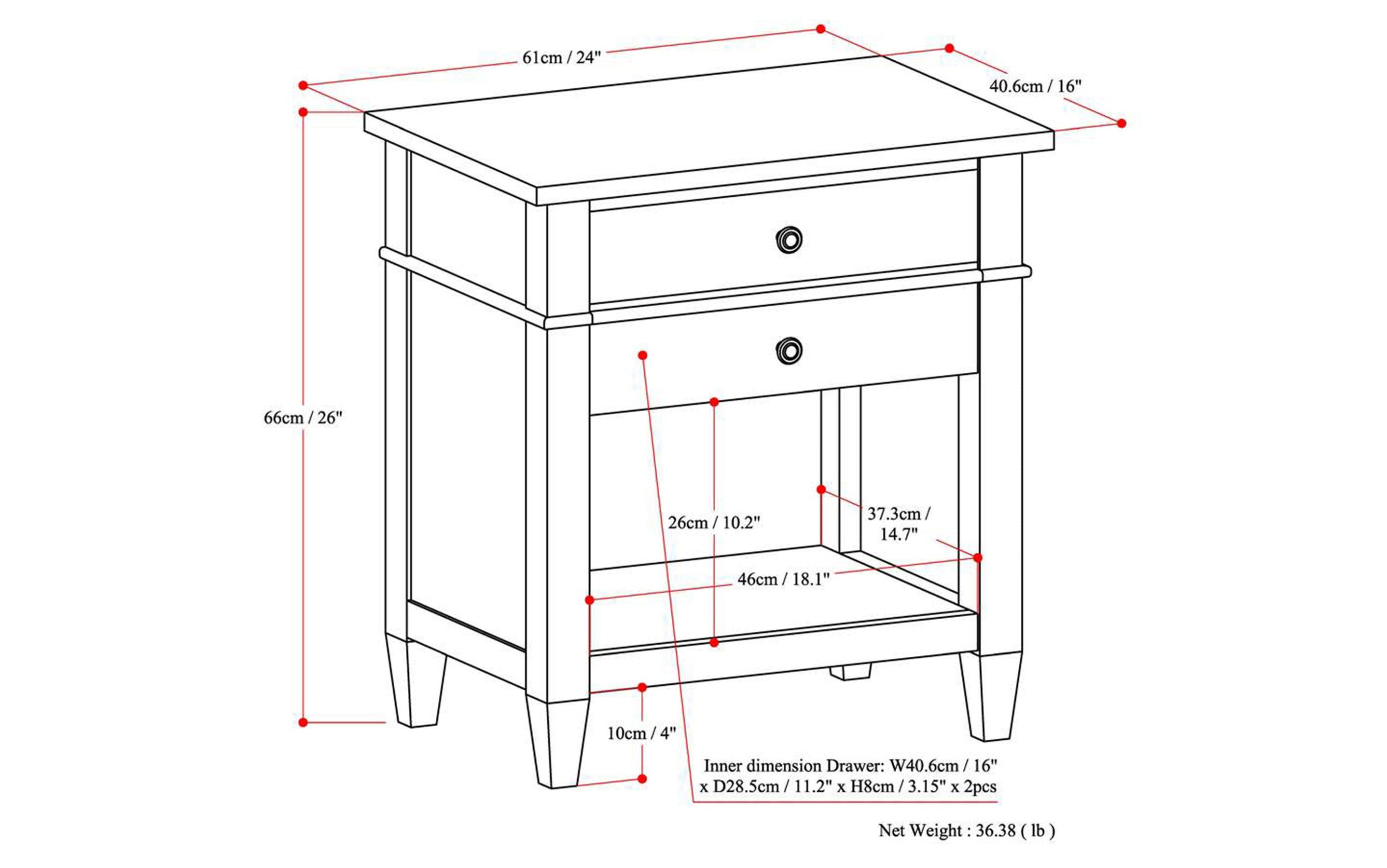 Black | Carlton Bedside Table