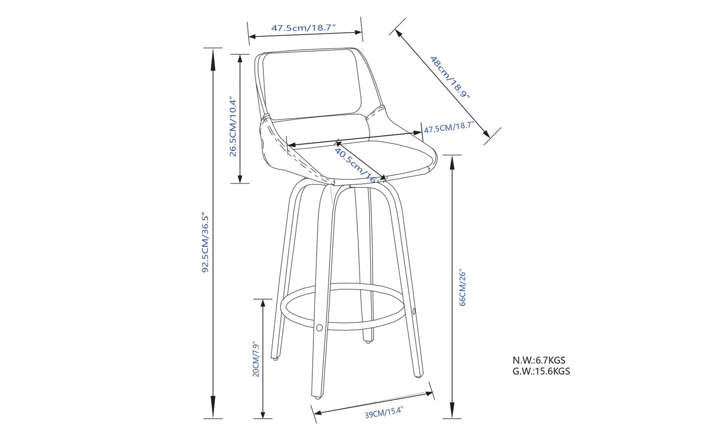 Grey Linen Style Fabric | Carly Swivel Bar Stool (Set of 2)