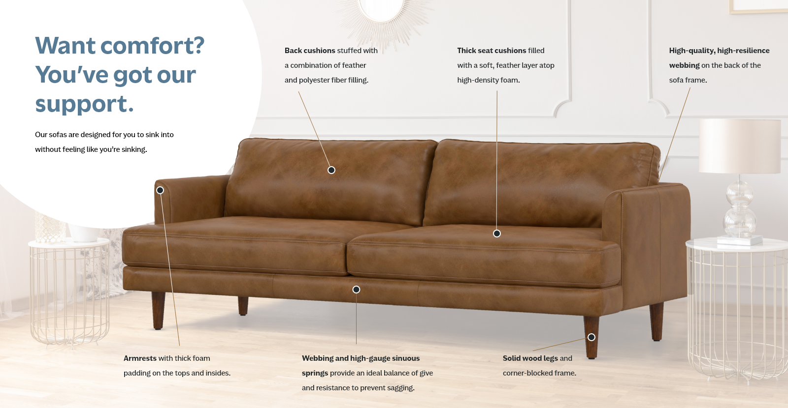 Simpli Home Sofa for comfort