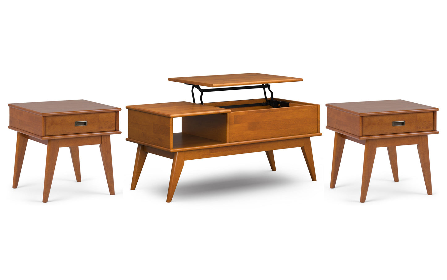 Teak Brown | Draper 48 inch Coffee Table with 22 inch End Tables (Set of 3)