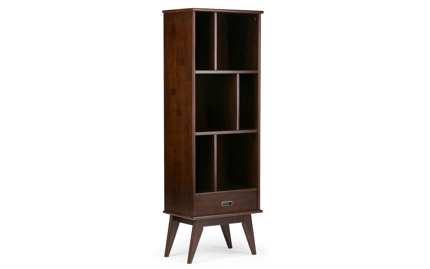 Medium Auburn Brown | Draper 60W TV Stand with Set of Two 22W Cubbie Bookcases w/ Drawer