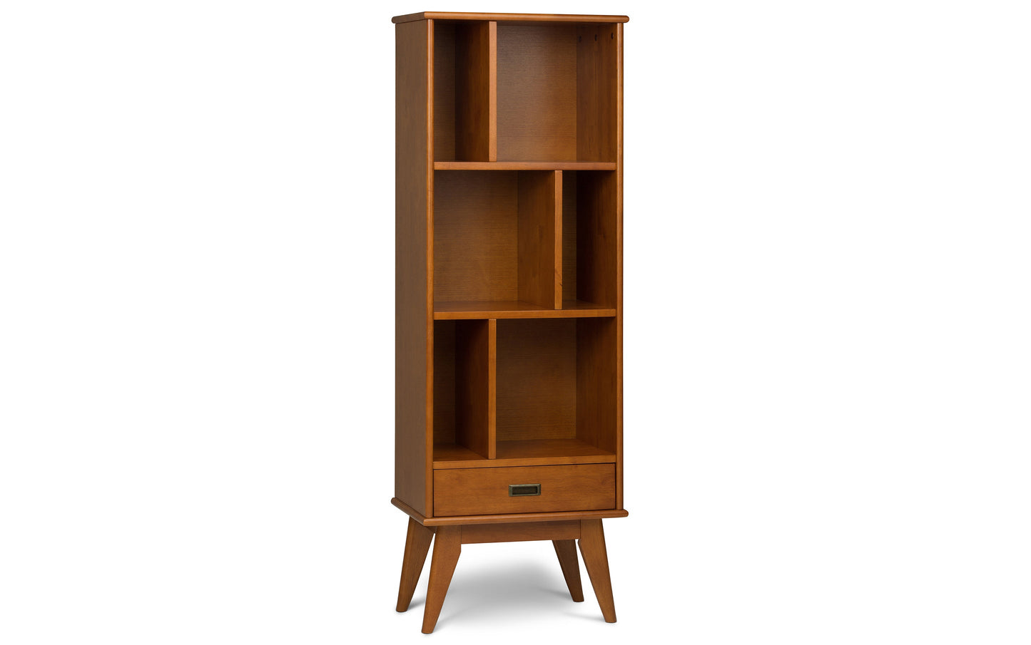 Teak Brown | Draper 60W TV Stand with Set of Two 22W Cubbie Bookcases w/ Drawer