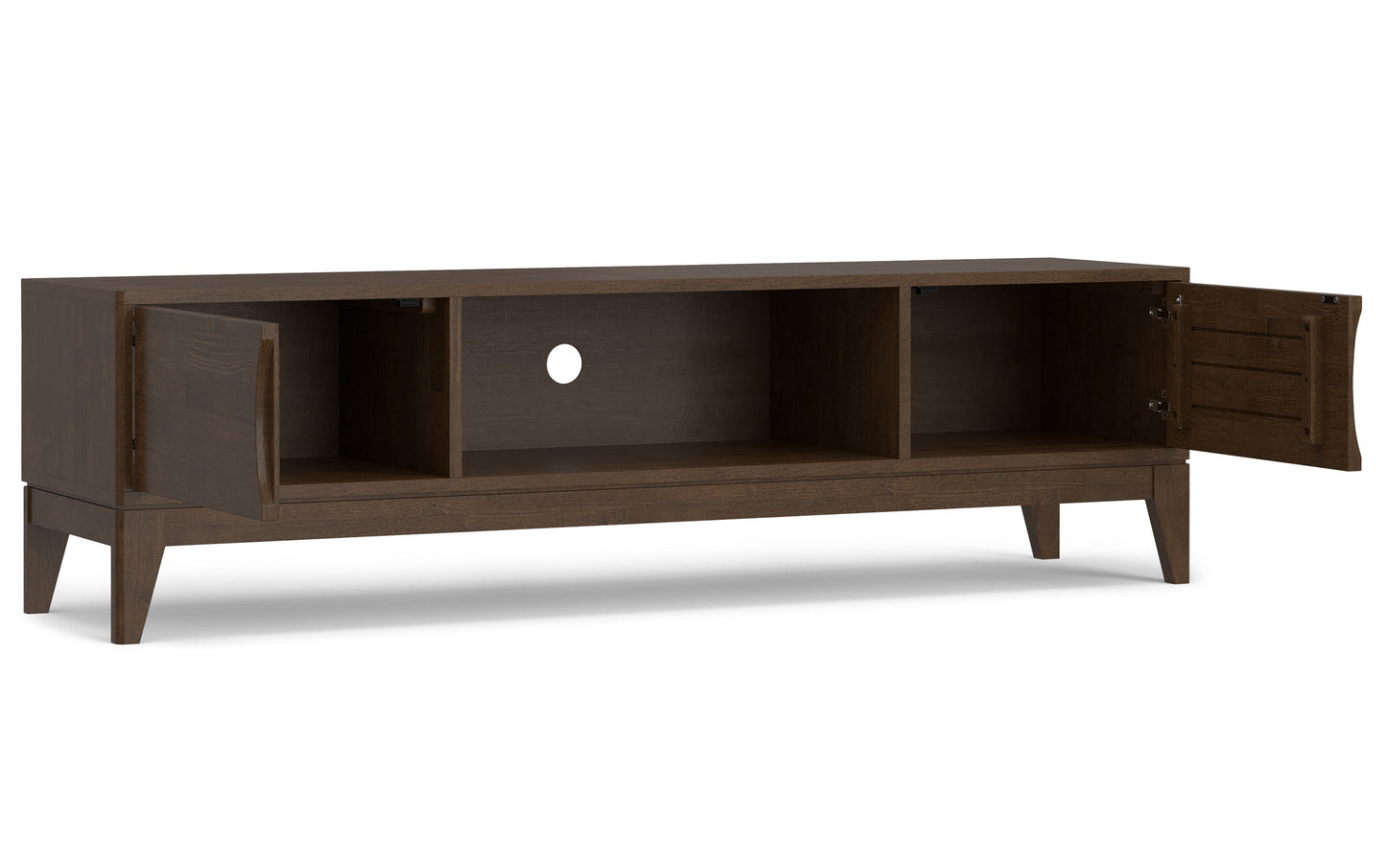 Walnut Brown | Harper 72W Low TV Stand with Set of Two 24W 5 Shelf Bookcases
