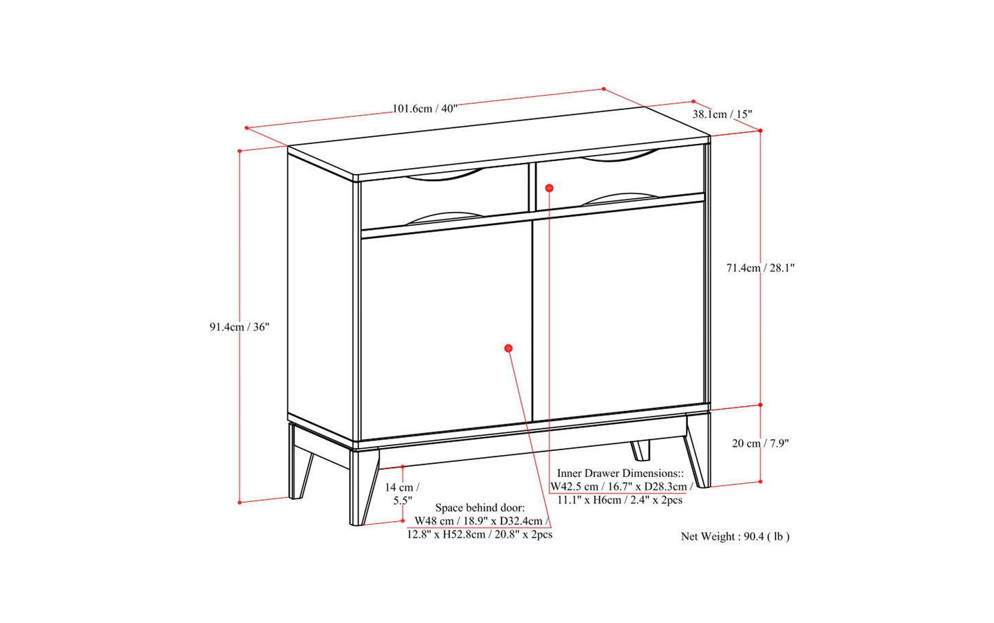 Harper 40 inch Storage Cabinet (Set of 2)